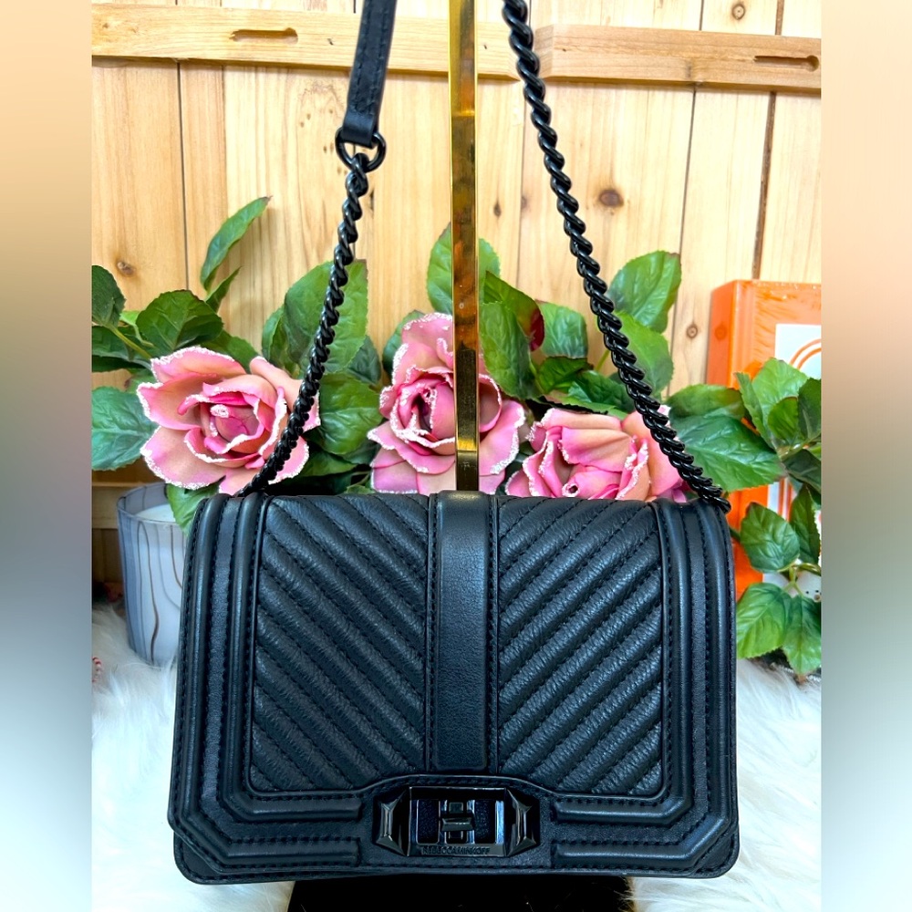 Rebecca Minkoff Black Chevron Quilted Crossbody Bag